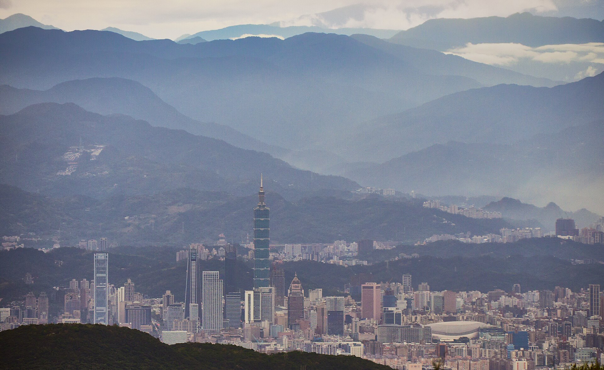 Taipei 101 in the Taipei skyline